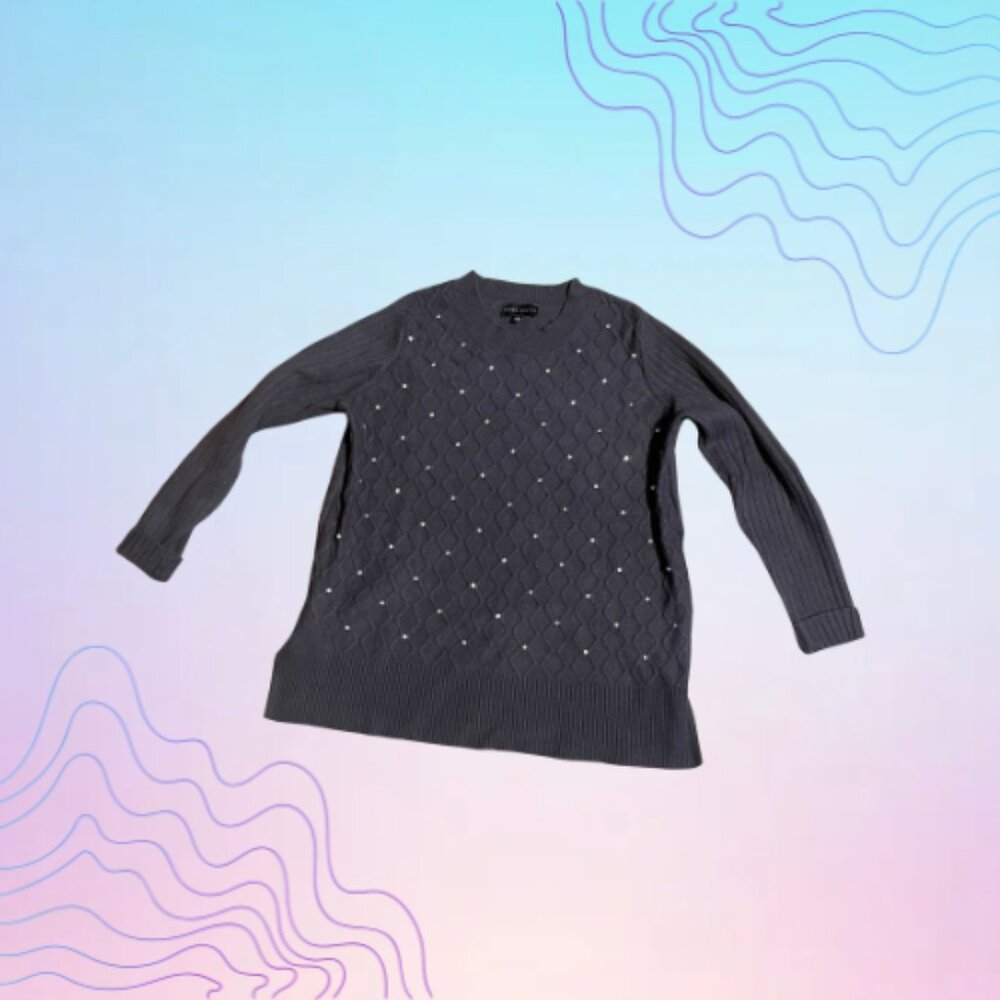 SUSAN GRAVER Diamond-Pattern Embellished Pullover